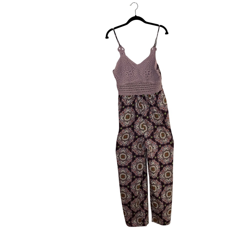 B.O.G Collective Jumpsuit Women Large Crochet Boho Paisley Festival 
Romper